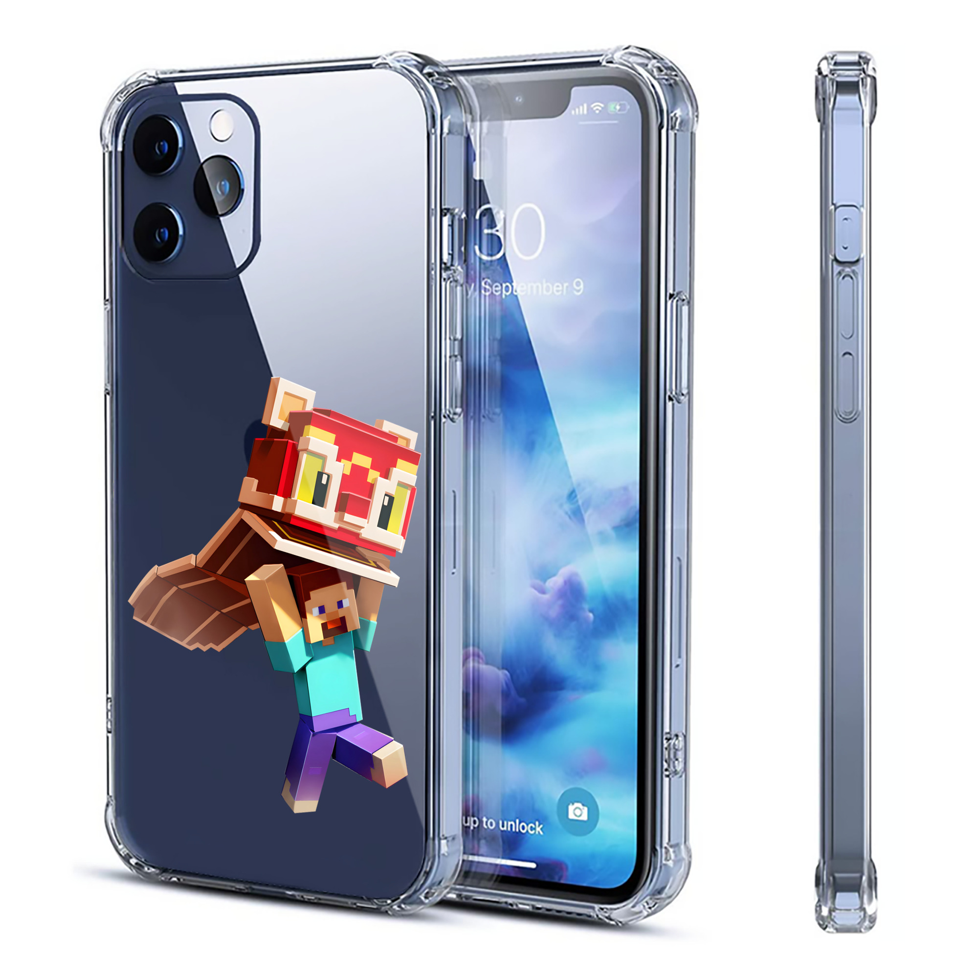 （画像用） マインクラフト ブロックの世界 Minecraft MC Block world 【iPhone 12シリーズ対応】透明スマホケース（クリアソフトケース）